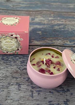 Аромасвічки із соєвого воску в металевій банці з кришкою