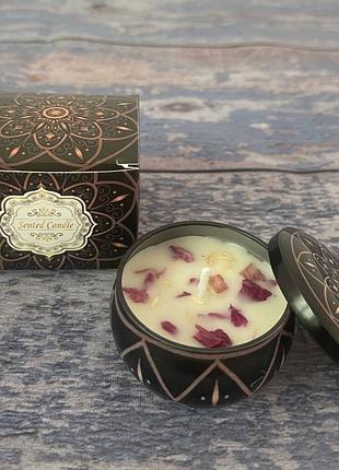 Аромасвічки із соєвого воску в металевій банці з кришкою