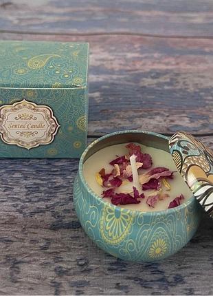 Аромасвічки із соєвого воску в металевій банці з кришкою