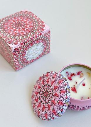 Аромасвічки із соєвого воску в металевій банці з кришкою