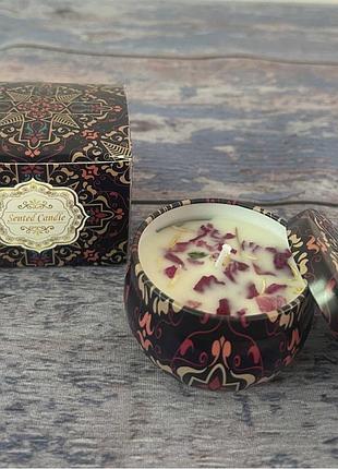 Аромасвічки із соєвого воску в металевій банці з кришкою