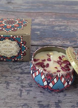 Аромасвічки із соєвого воску в металевій банці з кришкою