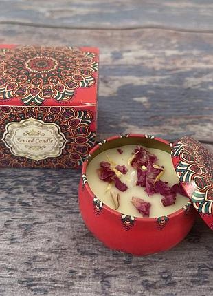 Аромасвічки із соєвого воску в металевій банці з кришкою