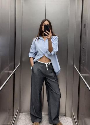 Брюки штани zara з подвійним боксерським поясом м 46