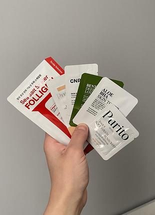 Spf, тонер, пілінг шкіри голови (пробники мініатюри корейської косметики)