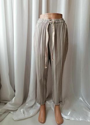 Літні штани в смужку натуральний льон