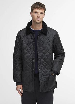 Barbour mens black quilted jacket with corduroy collar ls pockets rrp £115 чоловіча куртка, стьобана, чорна, класична