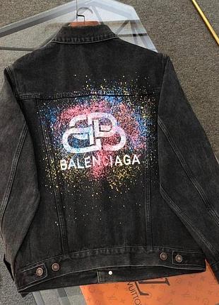 Куртка джинсова графіт з принтом