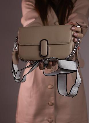 Premium | жіноча сумка marc jacobs shoulder beige, женская сумка, марк джейкобс бежевого кольору