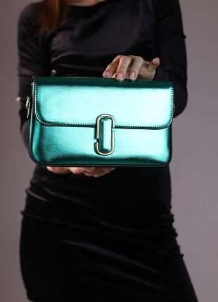 Premium | жіноча сумка marc jacobs shoulder green metallic, жіноча сумка, марк джейкобс, колір зелений металік
