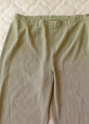 Брюки темно - зеленые хаки типа лен на пуговице классические