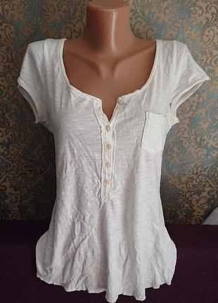 Белая блуза футболка хлопок р. 46 /48 l блузка