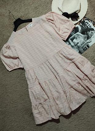 Красивое ярусное платье с рукавами-фонариками оверсайз/платье/сарафан