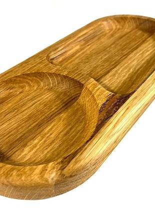 Деревянная тарелка овальная из натурального дерева для закусок, закусочная тарелка 20х10х2 см g41