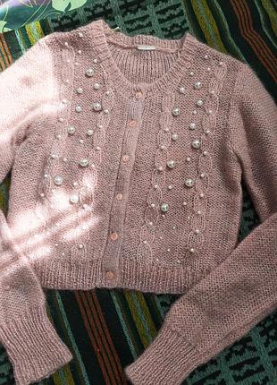 Шерстяной кардиган с жемчужинами