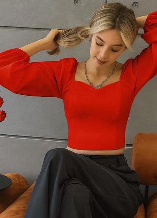 Жіноча червона блуза корсет | 1014