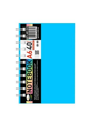 Блокнот а6 ап-1510(blue) 40 листов, пружина боковая