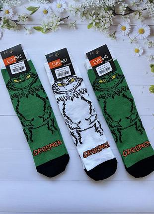 Шкарпетки lvivski високі з принтом грінч greench (з мультику) 25-27(39-43)