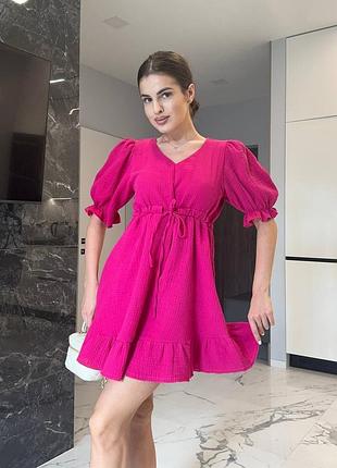 Распродажа 🔥 летнее платье из муслина 100% хлопок 💃| размер 42-46, 48-52 | малина, зеленая, бежевая | мод 733