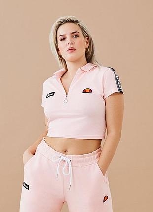 Розовый кроп топ/поло/футболка укороченная ellesse xs