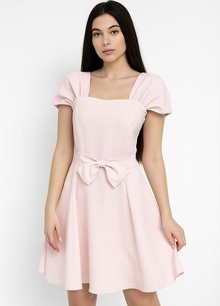 Сукня рожева жіноча з бантом коротке плаття