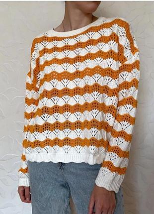 Жіноча оригінальна ажурна кофта джемпер светр