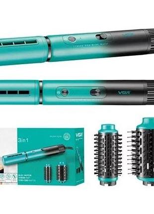 Электрическая фен-щетка vgr v-489 стайлер для укладки волос 1300 вт. цвет: зеленый