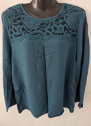 Блузка женская jacqueline de yong only, m,зеленая,сетка,гипюр,блуза,блузочка, Освободная,прямая, лёгкая, летняя,морская волна,бутилковая,длинный рукав