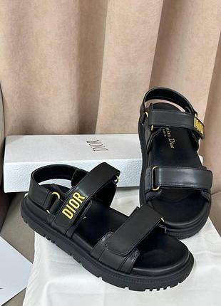 Босоножки сандали брендовые черные диор кожаные женские босоножки