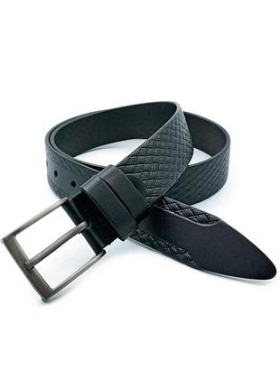 Шкіряний чоловічий ремінь weatro 3,3 х 110-125 см чорний
