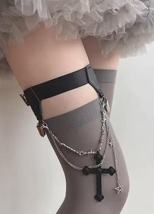 Гартер з ланцюжками хрестом готика лолита