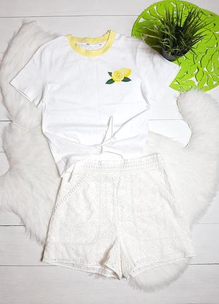 Комплект шорты из прошвы zara и футболка лимончиком