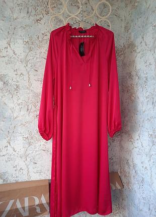 Новое сатиновое платье миди et vous сатин/атлас малиновое