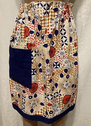 Передник с карманом принт цветы