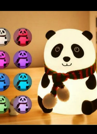 Детский силиконовый ночник панда 7 цветов с зарядкой