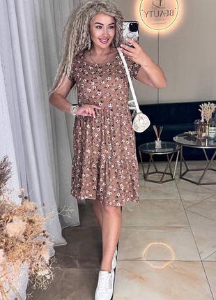 Сукня жіноча коротка міні літня повсякденна легка квіткова рожева чорна біла коричнева хакі батал