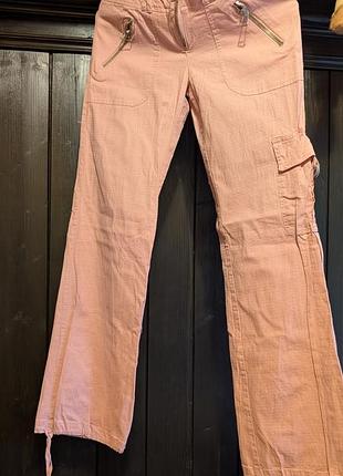Женские летние брюки карго, розовые, monteau, фабний котай, размер м, 38