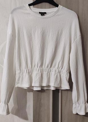 Белая блузка amisu 42-44 размер, женская блуза с рукавами, блузуа турция