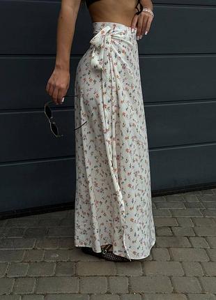 Юбка макс в цветочный принт на запах