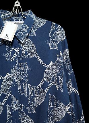 Стильная удлиненная оверсайз-рубашка в леопардах р.18