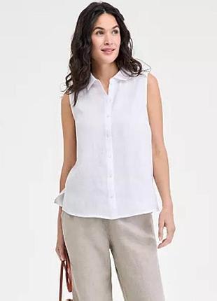 Блузка сорочка льон жіноча біла натуральна