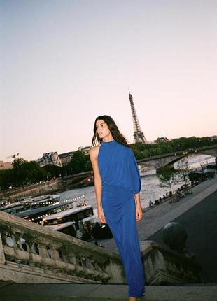 Сукня драпірована васильково-синя zara