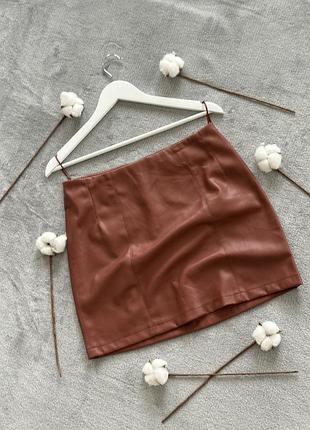Спідниця жіноча primark коротка міні шкіряна утеплена юбка коротка