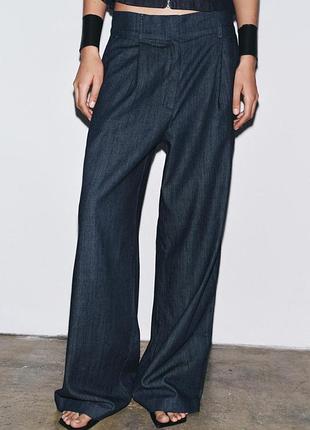 Брюки джоггеры женские темно-синие zara