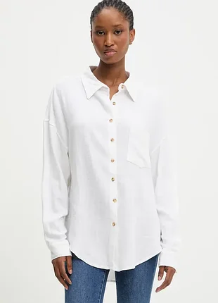 Белая льняная женская рубашка papaya