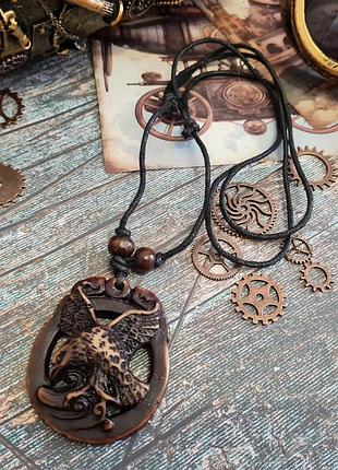 🔺🌊🦅 чоловічий кулон на шнурку "оре" кераміка під кістку птиця сокол