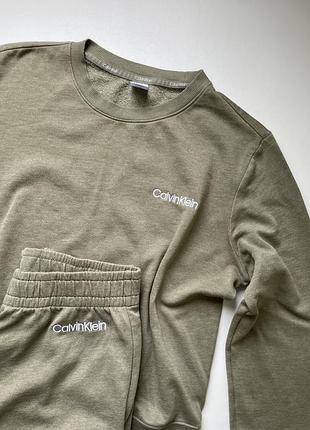 Костюм calvin klein кофта+штани спорт зелений хакі на резинках xs s m
