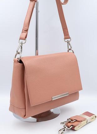 Сумка женская кожаная leather 6051 l pink