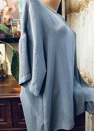 Актуальна блуза сорочка спущений рукав жатка