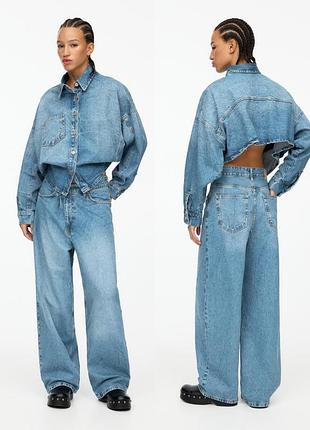 Укорочена джинсова сорочка pull&bear
